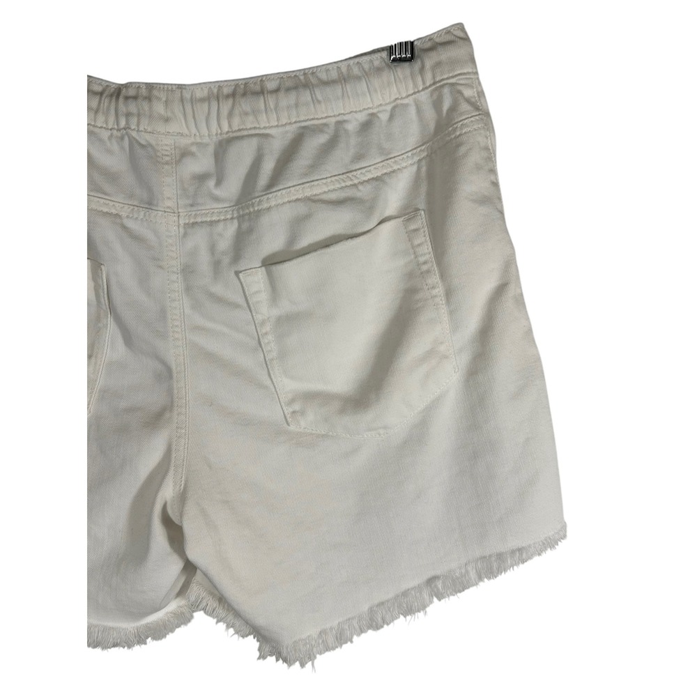 Aerie Womens White Distressed Denim Shorts Elastic Waist Rope Drawstring Size M - Picture 5 of 9